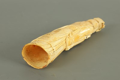 Lot 94 - A 19TH CENTURY JAPANESE CARVED IVORY TUSK OF A GEISHA