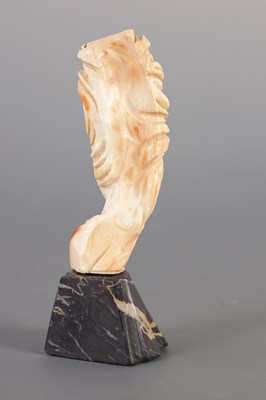 Lot 210 - AN ART NOUVEAU CARVED IVORY BUST OF A YOUNG LADY