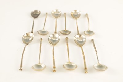 Lot 97 - A SET OF TWELVE LATE 19TH CENTURY RUSSIAN SILVER TEASPOONS