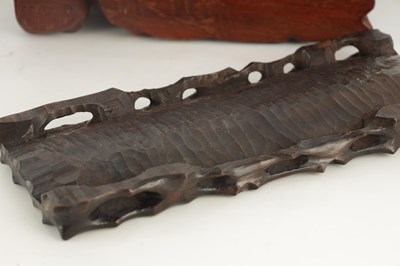 Lot 135 - A FINELY CARVED 19TH CENTURY CHINESE HARDWOOD SCULPTURE