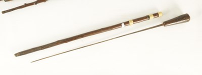 Lot 34 - A COLLECTION OF FOUR WALKING STICKS INCLUDING A SWORD STICK