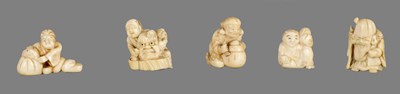 Lot 251 - A COLLECTION OF FIVE MEIJI PERIOD JAPANESE NETSUKE