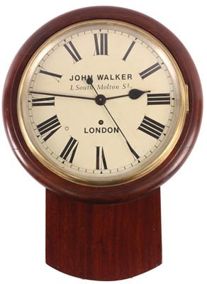 Lot 519 - A Mahogany DROP DIAL WALL CLOCK the cast brass...