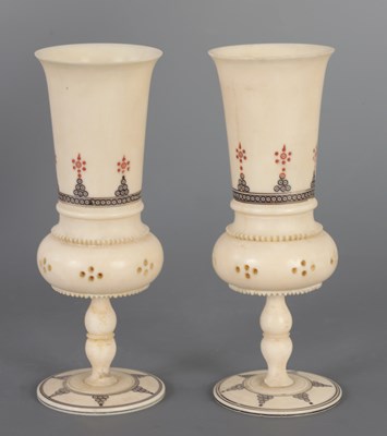 Lot 277 - A PAIR OF 19TH CENTURY ANGO-INDIAN IVORY CUPS