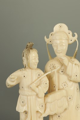 Lot 66 - TWO 19TH CENTURY IVORY CARVED FIGURES