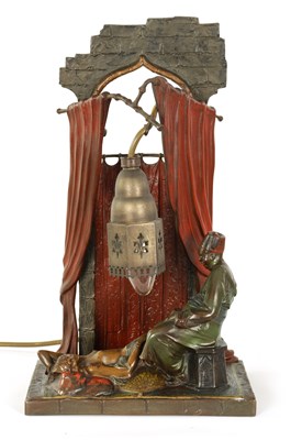 Lot 534 - AN EARLY 2OTH CENTURY ARGENTOR VIENNA COLD PAINTED BRONZE LAMP