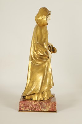 Lot 551 - E BERNOUD AN ART NOUVEAU FRENCH GILT BRONZE AND IVORY FIGURAL BRONZE