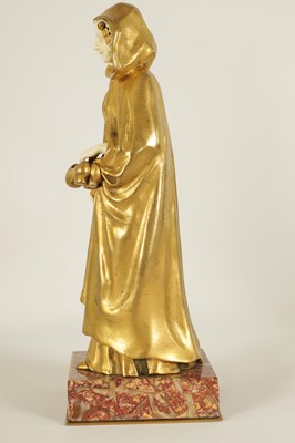 Lot 551 - E BERNOUD AN ART NOUVEAU FRENCH GILT BRONZE AND IVORY FIGURAL BRONZE