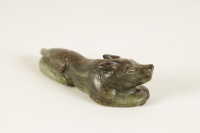Lot 97 - A 19TH CENTURY CHINESE RUSET JADE CARVED SCULPTURE