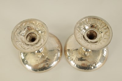 Lot 330 - GILBERT MARKS. A NEAR PAIR OF ARTS AND CRAFTS SILVER TAZZE