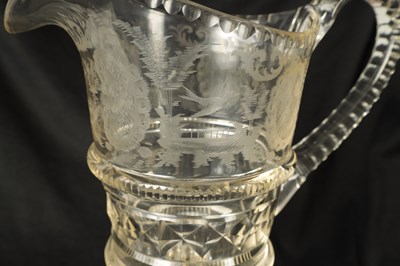 Lot 26 - A 19TH CENTURY CUT GLASS WATER JUG POSSIBLY IRISH