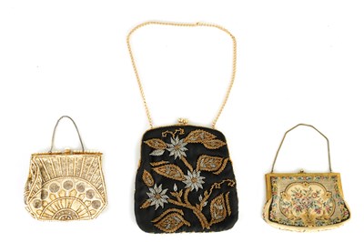 Lot 642 - THREE VINTAGE BEADED AND EMBROIDERED PURSES