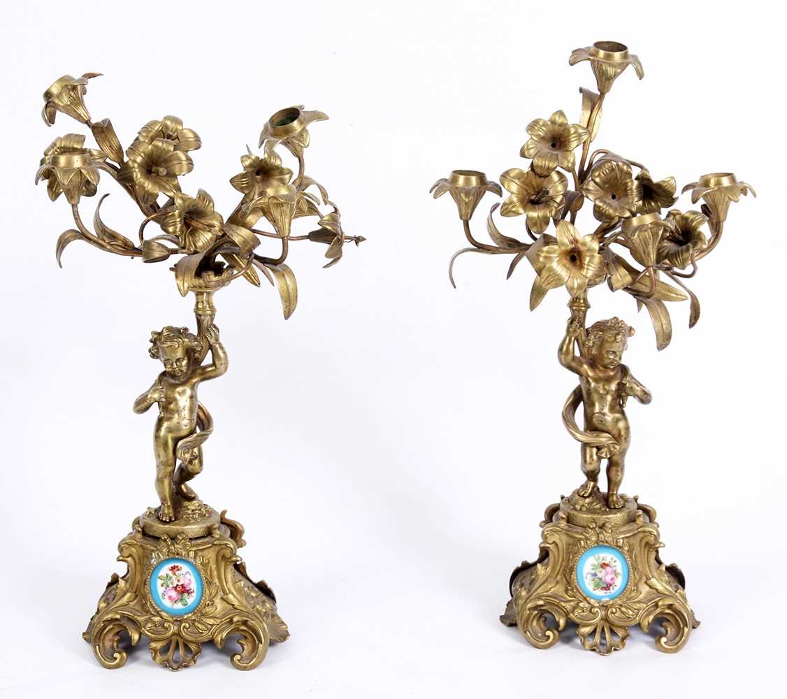 Lot 488 - AN ORNATE  PAIR OF 19TH CENTURY FRENCH ORMOLU...