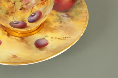Lot 45 - TWO SIGNED ROYAL WORCESTER FRUIT CABINET CUPS AND SAUCERS