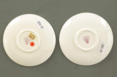 Lot 45 - TWO SIGNED ROYAL WORCESTER FRUIT CABINET CUPS AND SAUCERS
