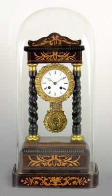 Lot 812 - A MID 19TH CENTURY FRENCH PORTICO CLOCK UNDER DOME