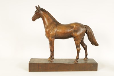 Lot 561 - A LATE 19TH CENTURY SWISS CARVED WOOD EQUESTRIAN SCULPTURE