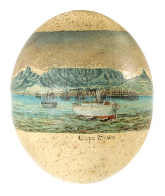 Lot 681 - A LATE 19TH CENTURY AFRICAN HAND-PAINTED OSTRICH EGG