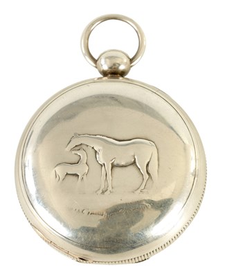 Lot 386 - ROBERT ROSKELL, LIVERPOOL. NO. 23396. A SILVER CASED HUNTER POCKET WATCH