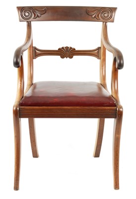 Lot 999 - A REGENCY MAHOGANY DESK ARMCHAIR