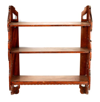 Lot 984 - A SET OF LATE 19TH CENTURY WALNUT HANGING SHELVES