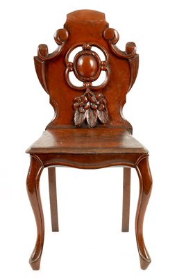 Lot 973 - A 19TH CENTURY MAHOGANY HALL CHAIR