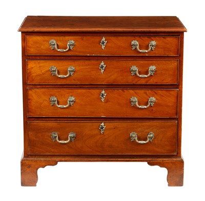 Lot 1056 - A GEORGE III MAHOGANY CHEST OF DRAWERS