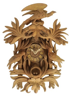 Lot 810 - A 19TH CENTURY BLACK FOREST CUCKOO CLOCK