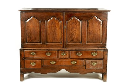 Lot 960 - AN EARLY 18TH CENTURY OAK SIDE CUPBOARD