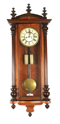 Lot 861 - A 19TH CENTURY GERMAN WALNUT VIENNA STYLE WALL CLOCK