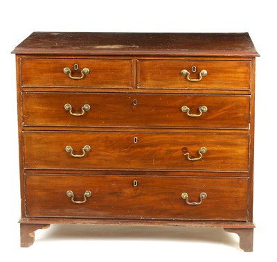 Lot 965 - A GEORGE III MAHOGANY CHEST OF DRAWERS