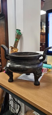 Lot 310 - A CHINESE MING DYNASTY BRONZE CENSER
