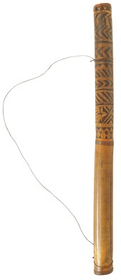 Lot 194 - A 19TH CENTURY TRIBAL ENGRAVED BAMBOO ARROW CASE