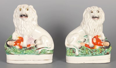 Lot 63 - A PAIR OF 19TH CENTURY STAFFORDSHIRE FIGURES