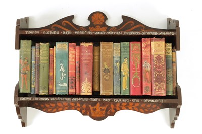 Lot 995 - AN EARLY 20TH CENTURY HANGING BOOKSHELF