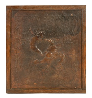 Lot 706 - AN EARLY 20TH CENTURY ARTS & CRAFTS LEATHER WORK PANEL