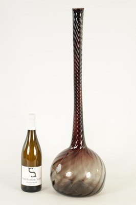 Lot 33 - A 19TH CENTURY TALL LONG NECKED BOTTLE VASE