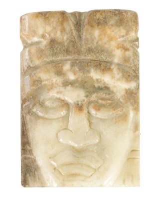 Lot 640 - AN AZTEC STONE MASK PLAQUE