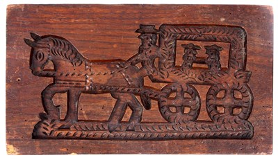 Lot 696 - A 19TH CENTURY ELM DOUBLE SIDED GINGER BREAD...