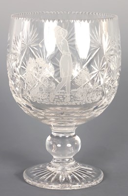 Lot 12 - A 20TH CENTURY CUT GLASS GOBLET