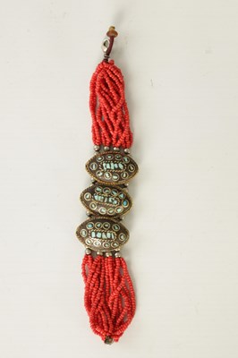 Lot 673 - A 20TH CENTURY CORAL AND TURQUOISE BRACELET