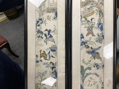 Lot 269 - A PAIR OF 19TH CENTURY SILK EMBROIDERED PANELS
