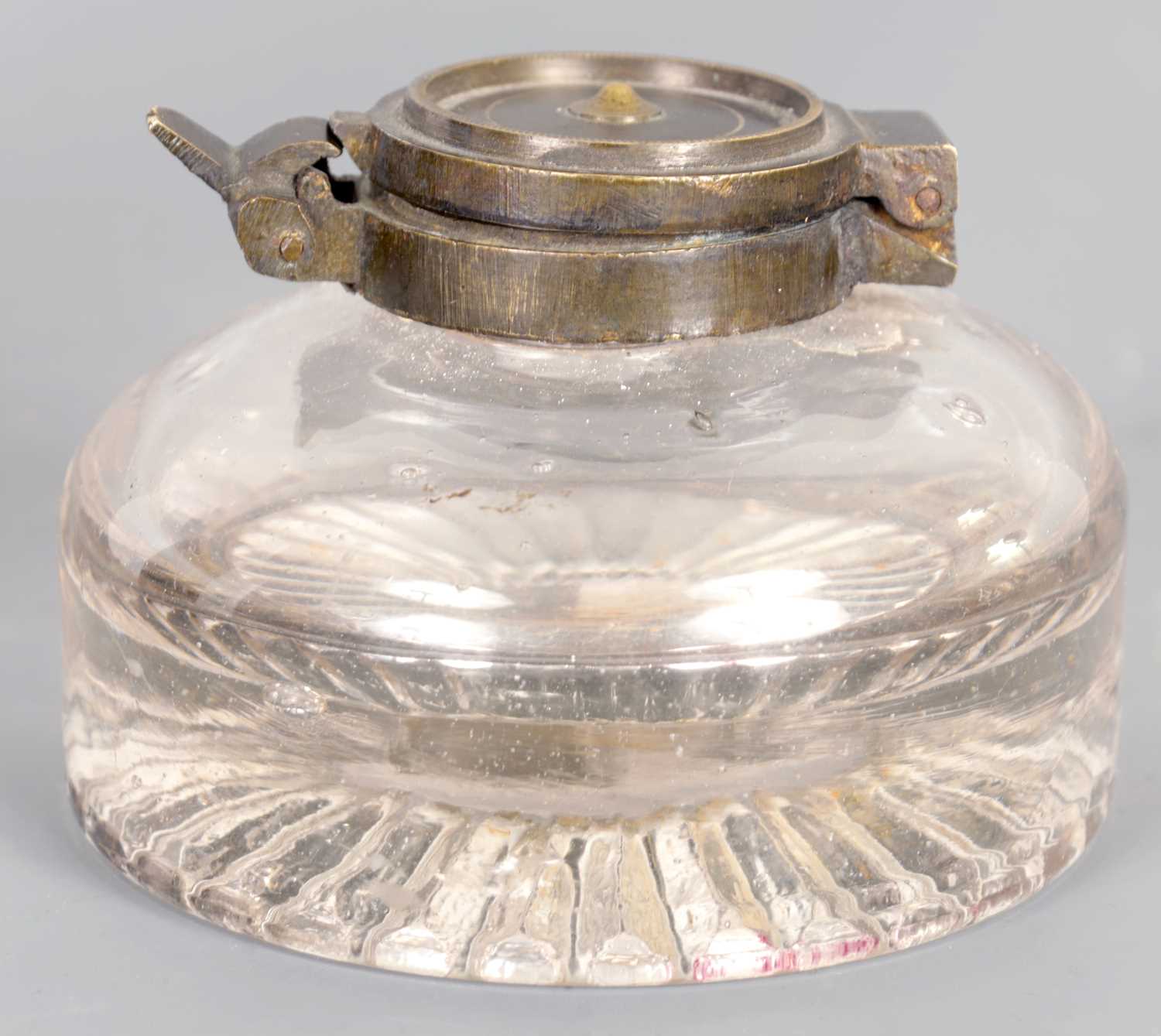 Lot 39 - A 19TH CENTURY GLASS SHIPS INKWELL