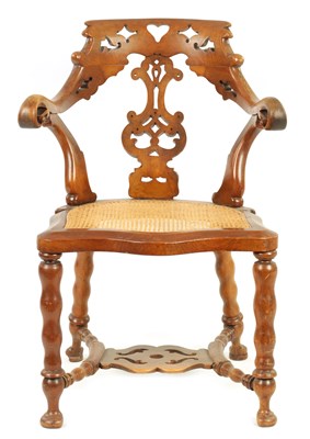 Lot 1093 - A 19TH CENTURY WALNUT BERGERE DESK CHAIR