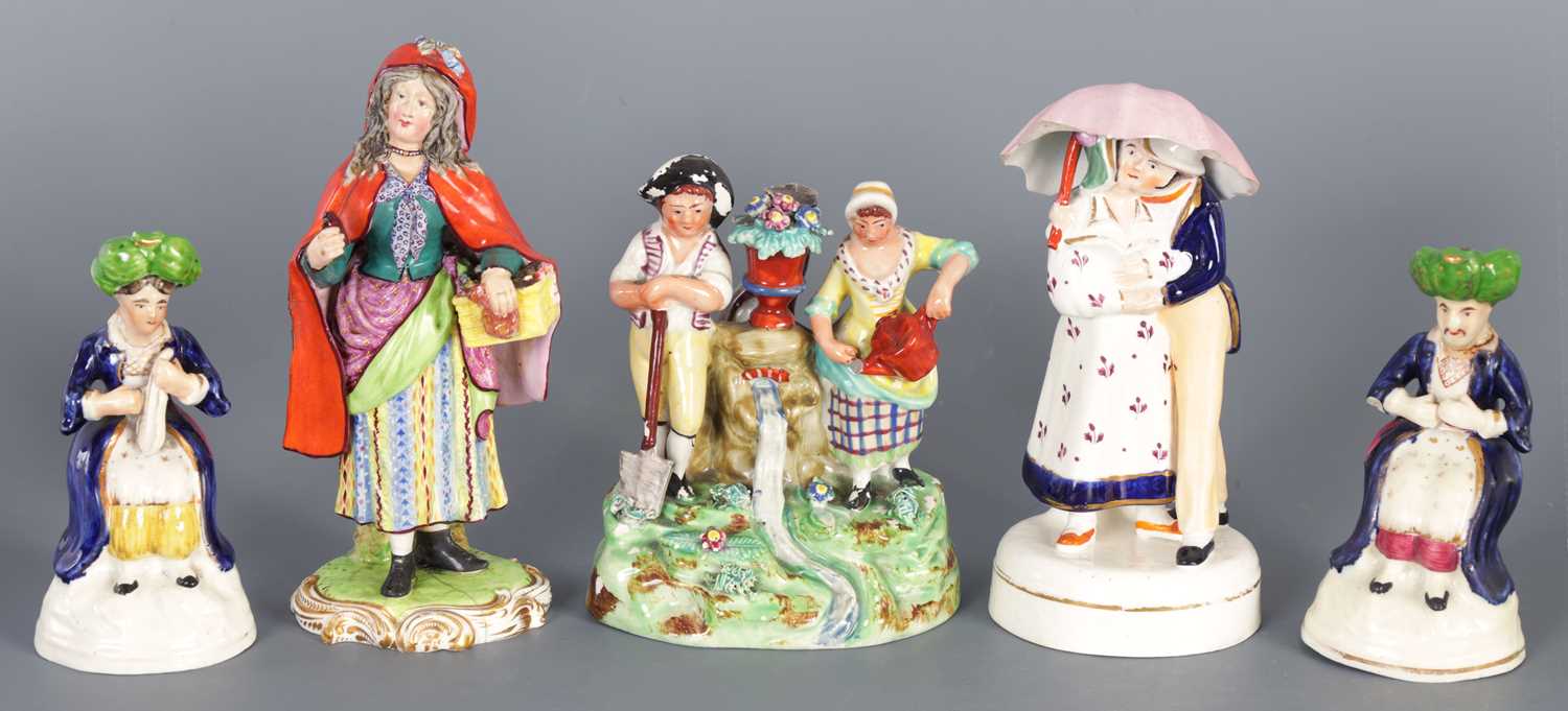 Lot 80 - A COLLECTION OF FIVE SMALL STAFFORDSHIRE FIGURES