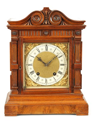 Lot 882 - A LATE 19TH CENTURY LENZKIRCH WALNUT MANTEL CLOCK