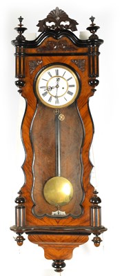 Lot 801 - A LATE 19TH CENTURY WALNUT AND EBONISED VIENNA STYLE WALL CLOCK