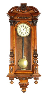 Lot 843 - A LATE 19TH CENTURY WALNUT VIENNA STYLE GERMAN WALL CLOCK