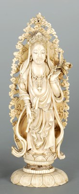 Lot 334 - AN INDIAN IVORY OF GEISHA