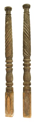 Lot 647 - A PAIR OF GEORGIAN MAHOGANY BED POSTS